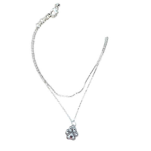 NWT, Dog print charm convertible necklace to anklet, Silver Plated chain - Picture 4 of 5